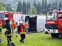 Schwerer Unfall mit Reisebus Lohmar Donrather Dreieck P055